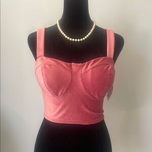 Pink Corduroy Bustier Crop Top